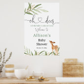 Poster Oh cerf baby shower neutre (Cuisine)
