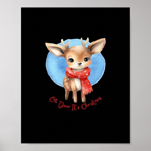 Poster Oh cerf c'est Noël Design Classique Rétro (Devant)