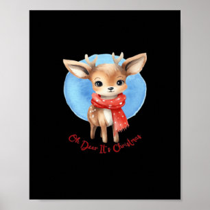 Poster Oh Cerf C'est Noël Design Rétro Classique