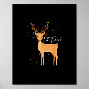 Poster Oh Cerf Lumière de Noël Pyjama Mignon Renne Fête