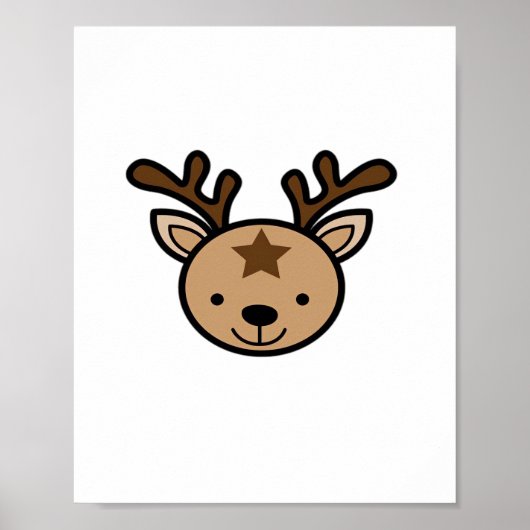 Poster Oh Cerf Mignon Design Minimaliste (Devant)