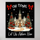 Poster Oh Come Let Us Adore Him Jesus Christmas Xmas Tree (Devant)