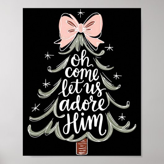 Poster Oh Come Let Us Adore Him Nativity Christmas Tree C (Devant)