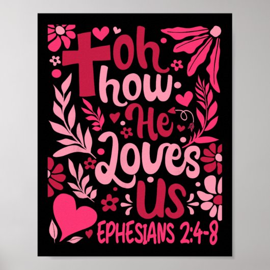 Poster Oh Comme Il Nous Aime Tee Saint-Valentin Fleur Jés (Devant)