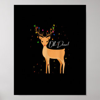 Poster Oh Deer Christmas Light Pajama Cute Reindeer Holid