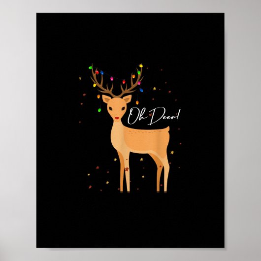 Poster Oh Deer Christmas Light Pajama Cute Reindeer Holid (Devant)