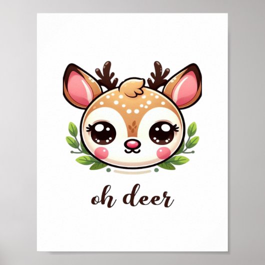 Poster Oh Deer Cute Deer Minimal Design (Devant)