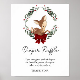 Poster Oh Deer Hiver Baby shower Verdure Déchets Raffle