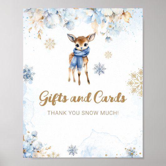 Poster Oh Deer Winter Baby Boy Shower Carte Cadeau (Devant)