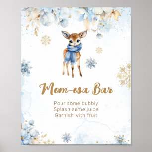 Poster Oh Deer Winter Baby Boy Shower Mom-osa Bar