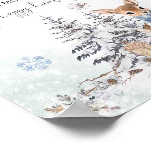 Poster Oh Deer Winter Baby shower Pacifier chasse jeu (Coin)