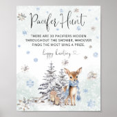 Poster Oh Deer Winter Baby shower Pacifier chasse jeu (Devant)