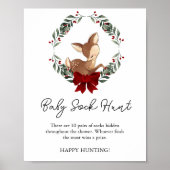 Poster Oh Deer Winter Greenery Baby Sock Hunt Game (Devant)