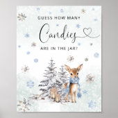 Poster Oh Deer Woodland Winter Devinez combien de bonbons (Devant)