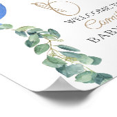 Poster Oh garçon Eucalyptus Baby shower bleu ballon (Coin)