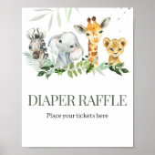 Poster Oh garçon Safari Baby shower Déchets Raffle (Devant)