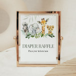 Poster Oh garçon Safari Baby shower Déchets Raffle<br><div class="desc">Faites de votre événement un événement spécial avec ce Baby shower Jungle avec notre joli et mignon Diaper Raffle Signal avec adorable Safari Animals thème Baby shower. Téléchargez,  personnalisez et créez des souvenirs durables avec cette touche parfaite pour votre fête joyeuse ! BS391</div>