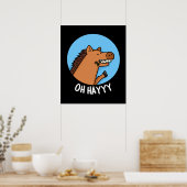 Poster Oh Hayyyyy Funny Horse Pun Dark BG (Cuisine)