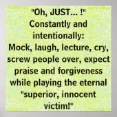 Poster "Oh, JUSTE... !" Constamment et intentionnellement (Devant)