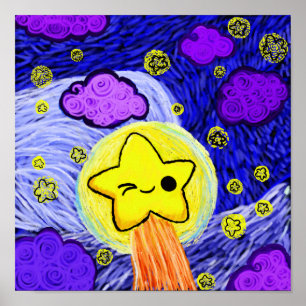 Poster Oh Kawaii, Nuit étoilée
