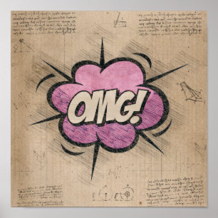 Poster Oh mon Dieu ! Livre de bande dessinée vintage Stea