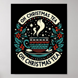 Poster Oh Noël Amateur de Thé Boisson Chaude Cosy Noël Fê