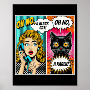 Poster Oh Non Un Chat Noir Dessin Animé Drôle Design Pour