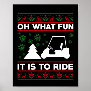 Poster Oh Quel Amusant C'Est De Circuler Golf Panier Noël
