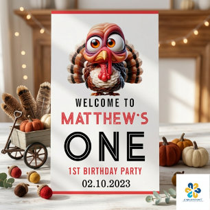 Poster Oh quelle joie Caricatures  Dinde 1er anniversaire
