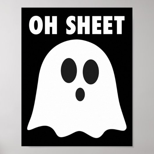 Poster Oh Sheet - Humoristique Halloween Ghost Pun Oh She (Devant)