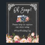 Poster Oh Snap Camera Hashtag Chalkboard Floral Mariage<br><div class="desc">Oh Snap Camera Hashtag Chalkboard Floral Mariage Signaler Modèle de l'affiche. (1) La taille par défaut est de 8 x 10 pouces, vous pouvez la changer en une taille plus grande. (2) Pour plus de personnalisation, cliquez sur le lien "customiser plus loin" et utilisez notre outil de conception pour modifier...</div>