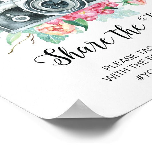 Poster Oh Snap Camera Hashtag Mariage (Coin)