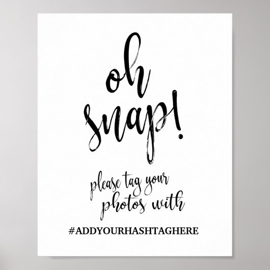 Poster Oh Snap Hashtag 8x10 Mariage Sign (Devant)