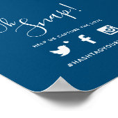 Poster Oh snap hashtag mariage simple bleu blanc (Coin)