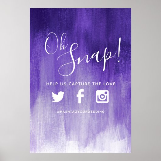 Poster Oh snap hashtag mariage violet art moderne (Devant)