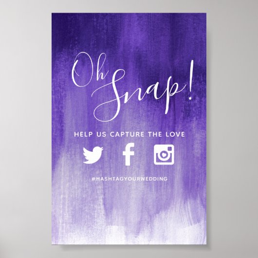 Poster Oh snap hashtag mariage violet art moderne (Devant)