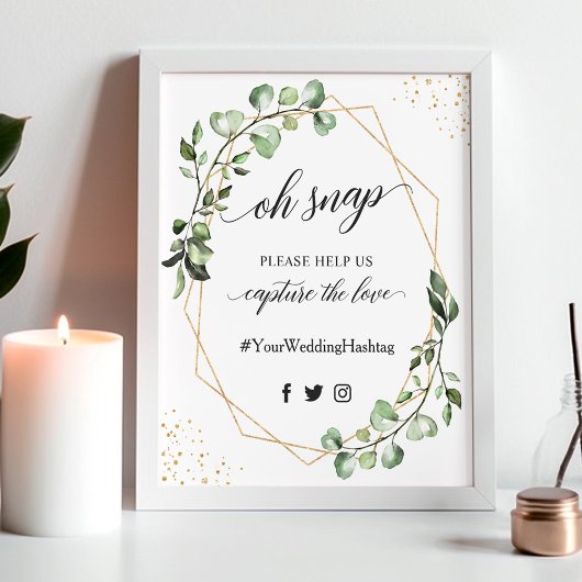 Poster Oh Snap Hashtag Signe Géométrique Verdure Eucalypt
