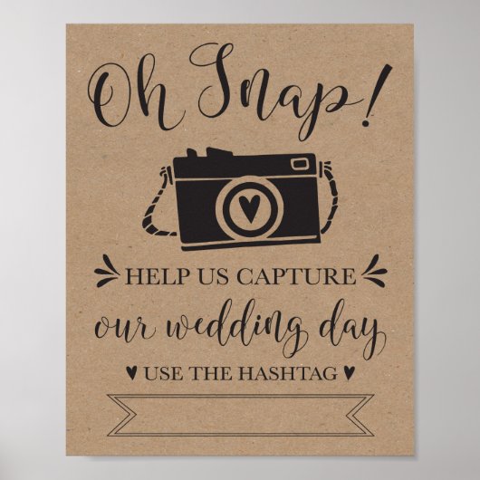 Poster Oh Snap Mariage Hashtag (Devant)