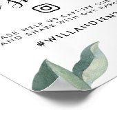 Poster Oh Snap Mariage Hashtag | Feuilles aquarelles (Coin)