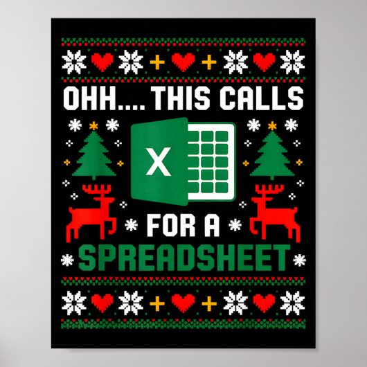 Poster Oh This Calls For A Spreadsheet Christmas Santa Ex (Devant)