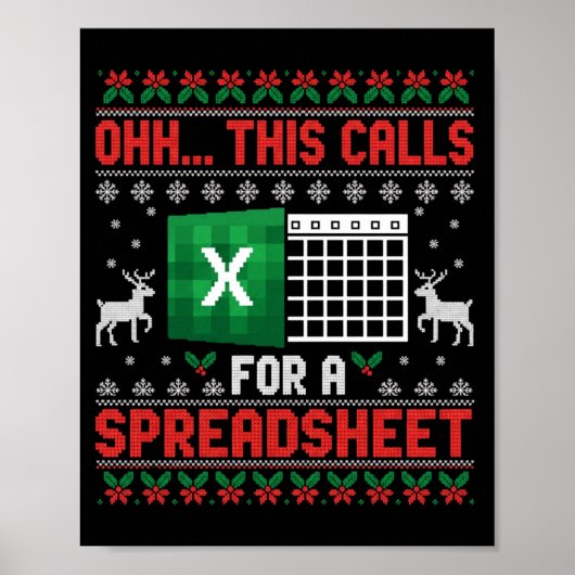 Poster Oh This Calls For A Spreadsheet Christmas Sweater (Devant)