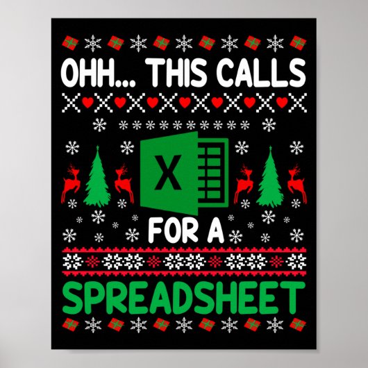 Poster Oh This Calls For A Spreadsheet Christmas Sweater (Devant)