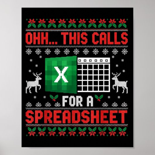 Poster Oh This Calls For A Spreadsheet Christmas Sweater (Devant)