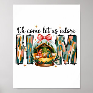 Poster Oh Venez Adorons-Le Scène de la Nativité de Noël