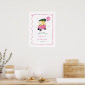 Poster Oh What Fun Pink Car Girl 1st Birthday Welcome  (Cuisine)
