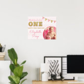 Poster Oh What Fun to be ONE Pink & Gold First Birday (Bureau à domicile)