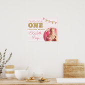 Poster Oh What Fun to be ONE Pink & Gold First Birday (Cuisine)