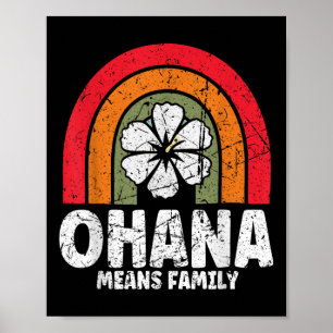 Poster Ohana Signifie Famille Hawaï Été Palmiers Plage