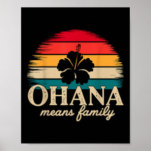 Poster Ohana Signifie Famille Vacances D'été à Hawaii