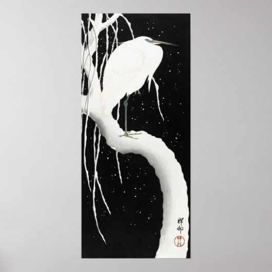 Poster Ohara Koson Heron en neige (Devant)